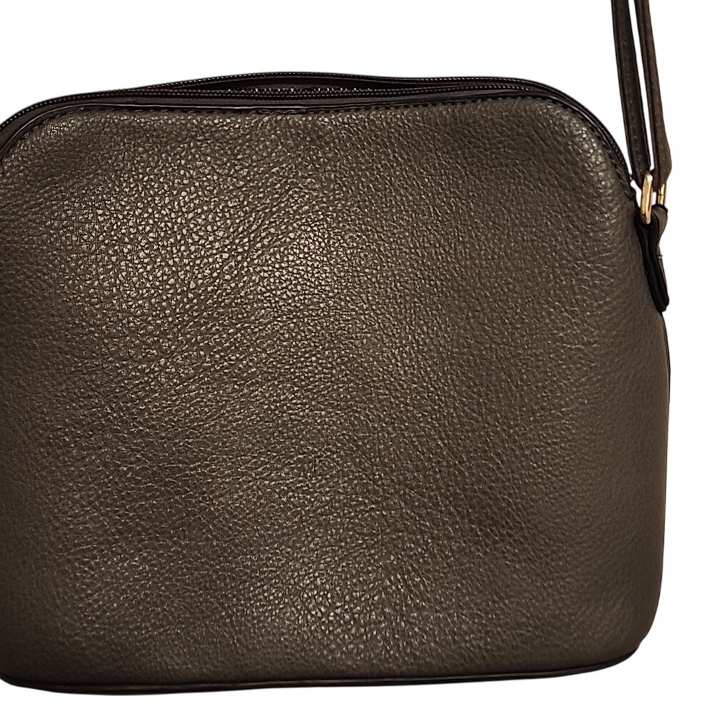 Crossbody Bag Small Gray Pebbled Faux Leather Travel Neutral Capsule - Picture 7 of 15
